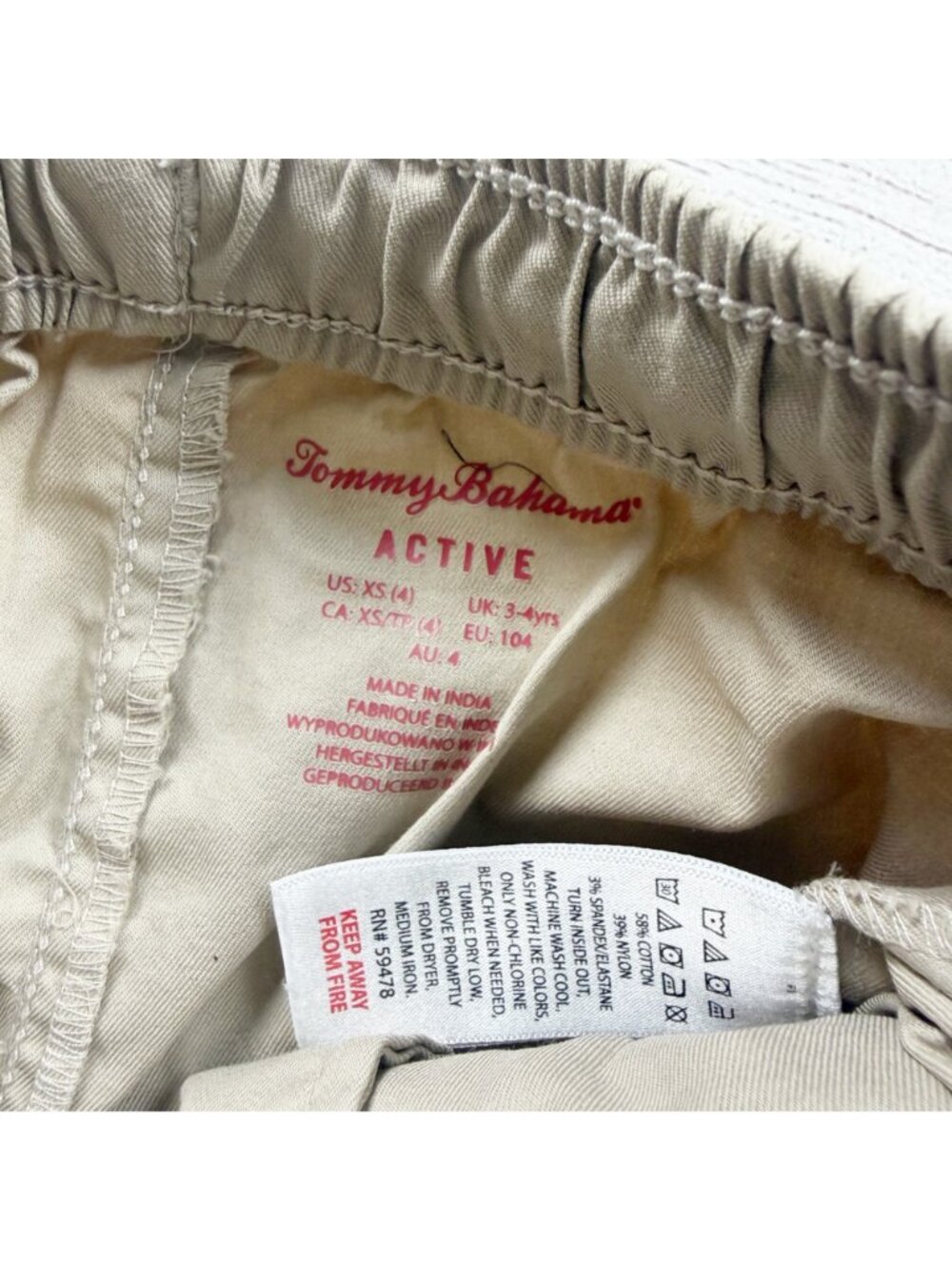 Tommy Bahama Active Boys Beige Elastic Waist Joggers Lightweight Pants XS 4 - Picture 2 of 3